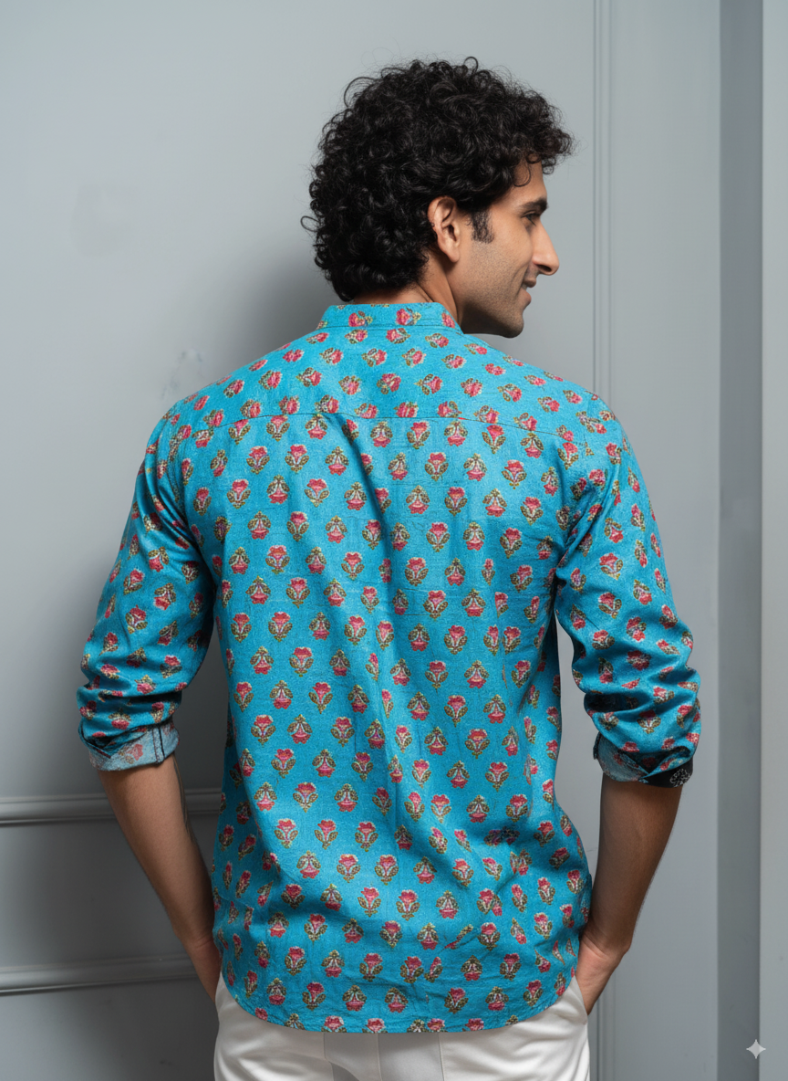 Coral Blossom Short Kurta