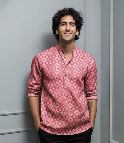 Fuchsia Mosaic Short Kurta