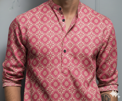 Fuchsia Mosaic Short Kurta