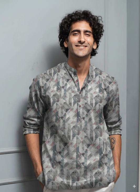 Geometric Printed Cotton Kurta