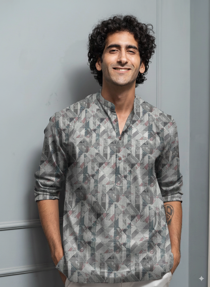 Geometric Printed Cotton Kurta