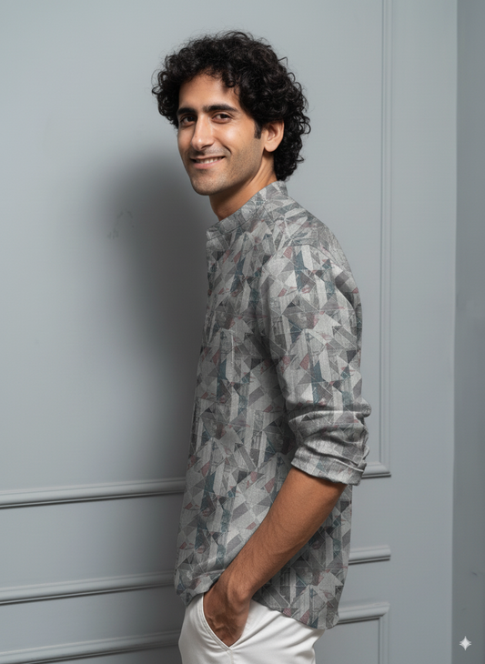 Geometric Printed Cotton Kurta