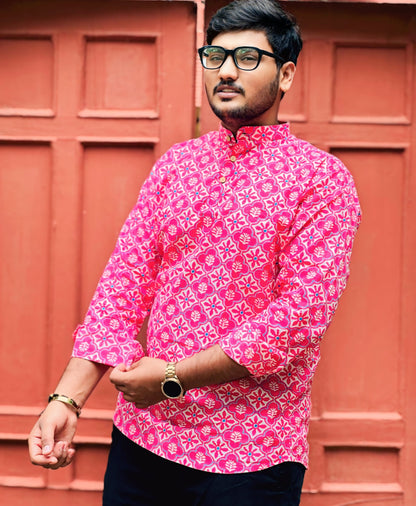Fuchsia Mosaic Short Kurta - My Store