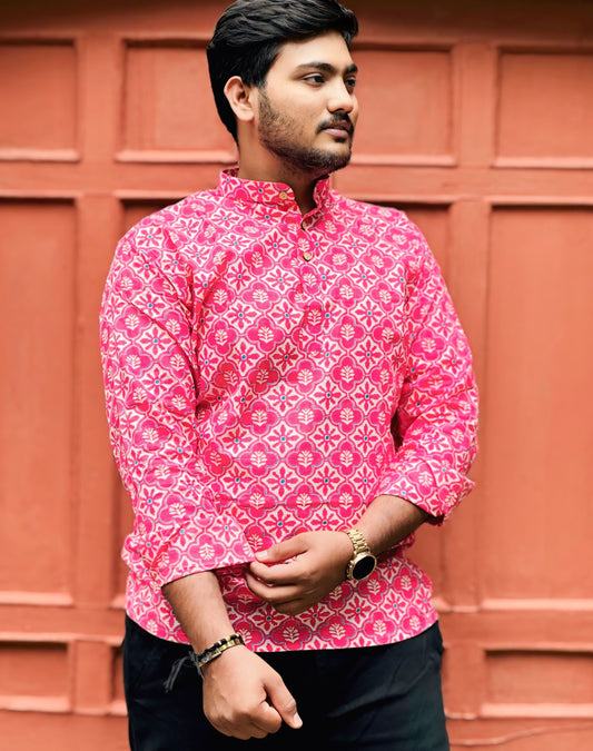 Fuchsia Mosaic Short Kurta - My Store